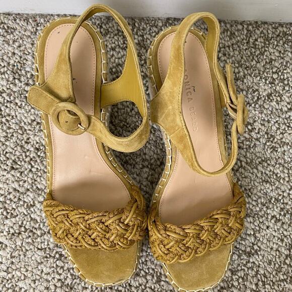Veronica Beard Reema Espadrille Wedge Sandals Size 10 Desert Yellow - Picture 7 of 10